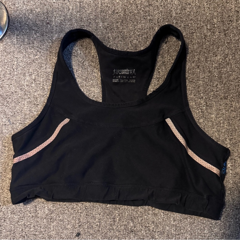 Russell Athletic Black Sports Bra with Pink Highlights